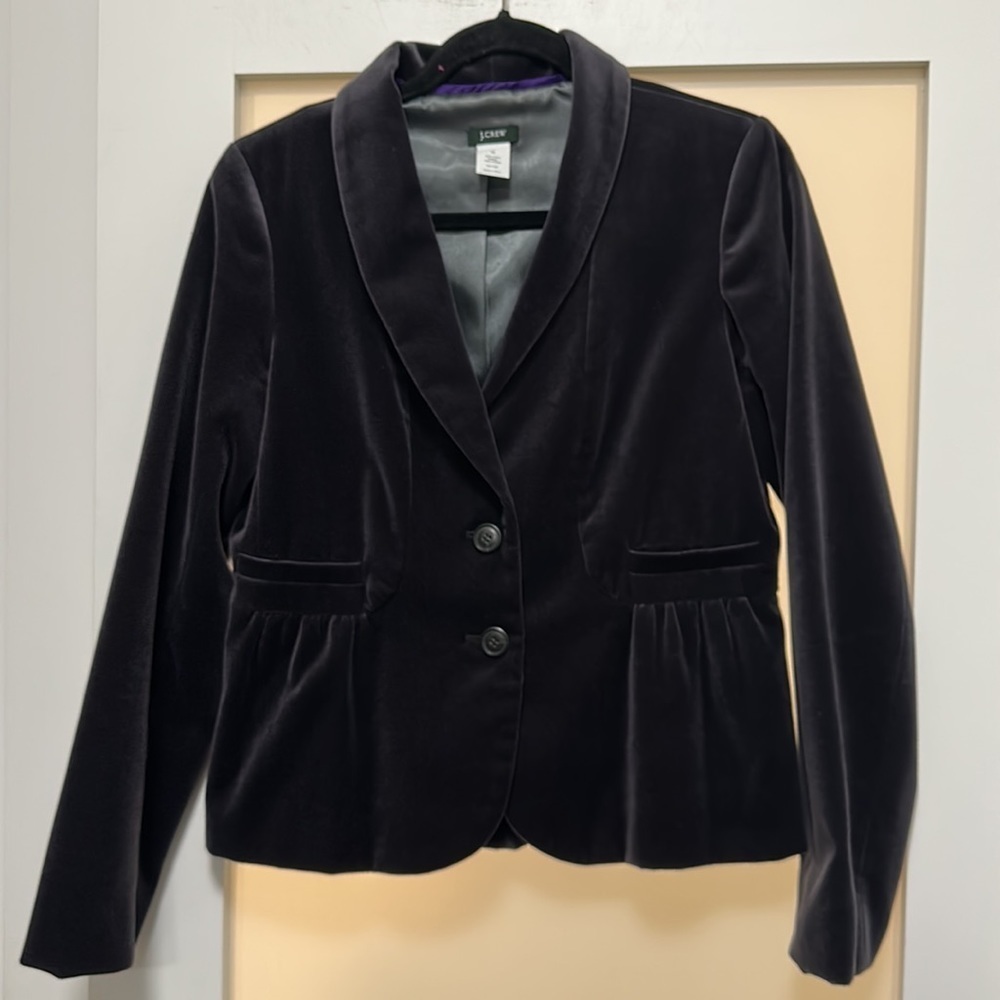 J. Crew velour blazer dark slate gray black size 10